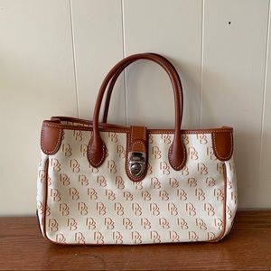 BOONEY&BOURKE whites&brown leather hand purse
